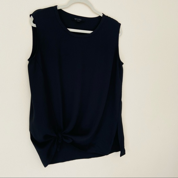 All Saints Women's Black Tie Front Heny Sleeveless Loose Fit Blouse Top - Picture 9 of 9